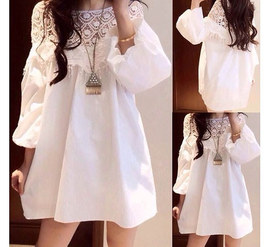 レディース　ファッション　ショール　七分袖　スリーブドレス　レース　フリル　夏　大人カジュアル　かわいい　キュート　買い物　デート　外出　普段着　ホワイト　送料無料