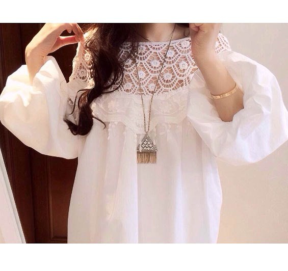 レディース　ファッション　ショール　七分袖　スリーブドレス　レース　フリル　夏　大人カジュアル　かわいい　キュート　買い物　デート　外出　普段着　ホワイト　送料無料