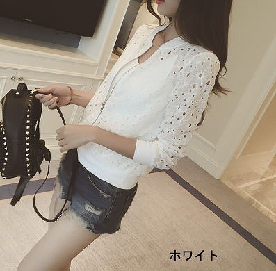 レディース　アウター　ファッション　カーディガン　長袖　レース　ジャケット　春　秋　大人カジュアル　かわいい　キュート　買い物　デート　外出　普段着　ホワイト　ブラック　送料無料