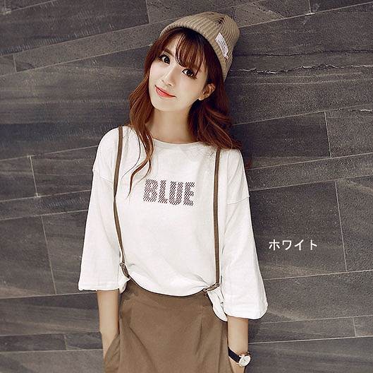 レディース　Ｔシャツ　ラウンドネック　コットンスリーブ　七分袖　シンプル　かわいい　大人カジュアル　フェミニン　普段着　おしゃれ　パーティ　デート　ホワイト　グレー　送料無料