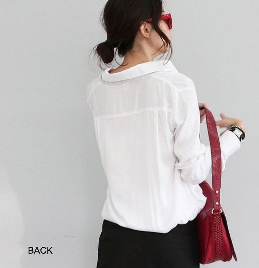 レディース　シャツ　ブラウス　無地　長袖　シンプル　かわいい　キュート　エレガント　大人カジュアル　外出　通勤　普段着　おしゃれ　デート　ブラック　ホワイト　ネイビー　送料無料