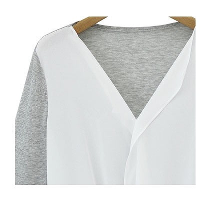 レディース　トップス　Vネック　シフォンシャツ　カットソー　無地　長袖　シンプル　大きいサイズ　大人カジュアル　フェミニン　普段着　オフィス　ナチュラル　おしゃれ　デート　リゾート　グレー　ブラック　ピンク　送料無料