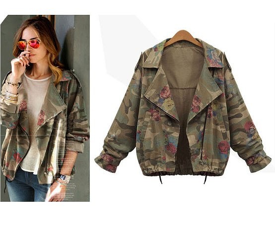 レディース　ジャケット　迷彩　ミリタリー　ライトアウター　カモフラ　シンプル　長袖　大きいサイズ　カジュアル　スポーツ　アウトドア　普段着　おしゃれ　デート　リゾート　グリーン　送料無料