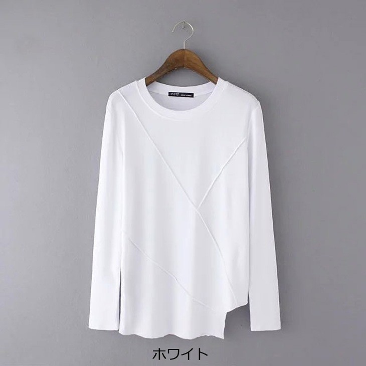 レディース　Ｔシャツ　ラウンドネック　長袖　大人カジュアル　スポーツ　フェミニン　かわいい　オフィス　仕事　人気　お出かけ　デート　リゾート　グレー　ホワイト　ブラック　送料無料