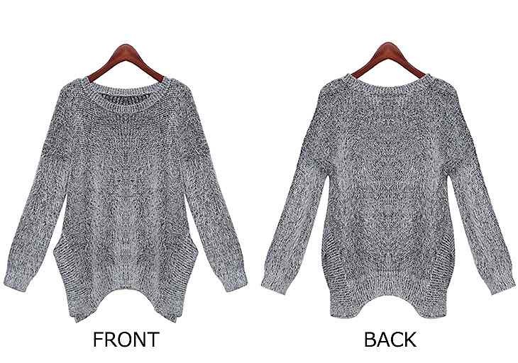 レディース　セーター　ラウンドネック　モヘア　長袖　ミディアム丈　大人カジュアル　フェミニン　かわいい　オフィス　仕事　人気　お出かけ　デート　リゾート　グレー　送料無料