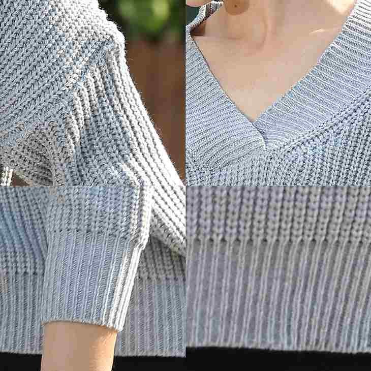 レディース　サマーセーター　ニットＴシャツ　Ｖネック　七分袖　大人カジュアル　フェミニン　かわいい　オフィス　人気　お出かけ　デート　リゾート　グレー　送料無料