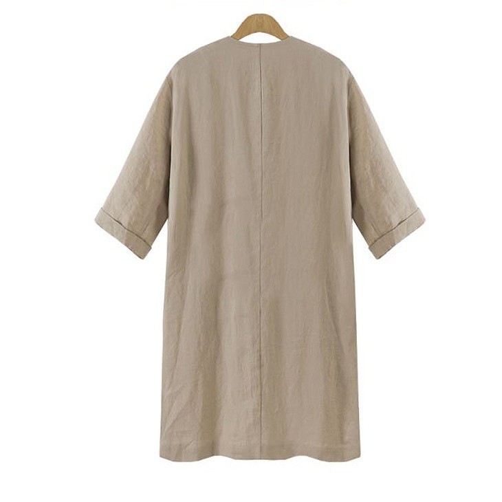 レディース　ファッション　アウター　Vネック　コート　ミディアム　シンプル　七分　秋　外出　買い物　普段着　かわいい　大人カジュアル　ブラック　ホワイト　カーキ　送料無料