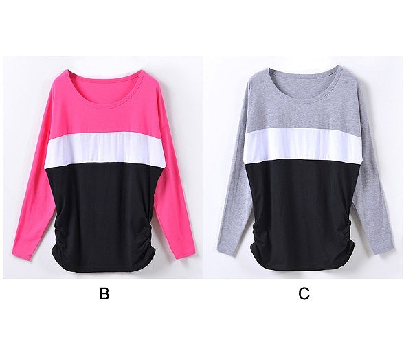 レディース　トップス　Tシャツ　カットソー　長袖　ランダムボーダー　シンプル　ラウンドネック　大人カジュアル　大きいサイズ　スポーツ　ヨガ　おしゃれ　デート　リゾート　イエロー　ブルー　グレー　ピンク　ブラック　ホワイト　パープル　送料無料