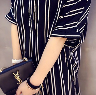 レディース　ストライプ　ワンピース　カットソーワンピ　膝丈　半袖　ゆったり　大きいサイズ　大人カジュアル　可愛い　ラフスタイル　上品　普段着　フェミニン　お出かけ　リゾート　デート　ブラック　送料無料