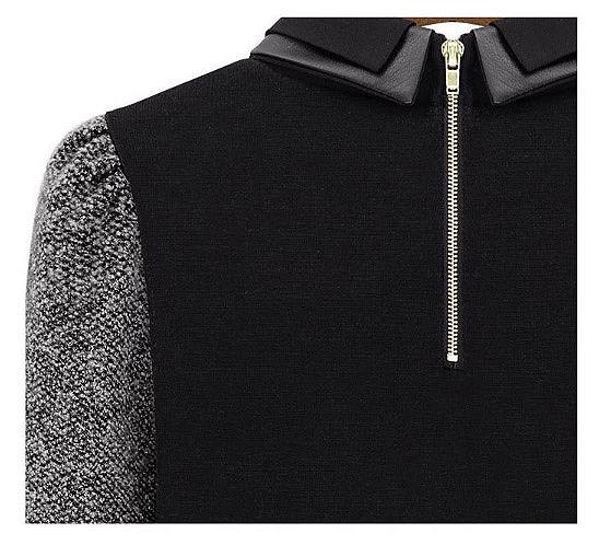 レディース　トップス　ニット　カットソー　長袖　無地　シンプル　カラー切替　プルオーバー　きれいめ　上品　秋冬　大きいサイズ　シック　オフィス　おしゃれ　お呼ばれ　デート　リゾート　グレー　送料無料