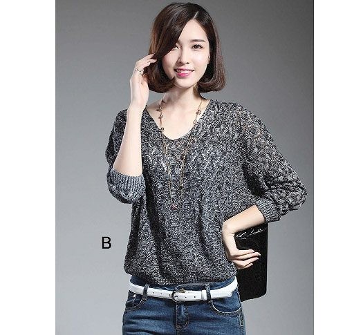 レディース　セーター　パッドスリーブ　七分袖　大人カジュアル　フェミニン　かわいい　人気　お出かけ　デート　リゾート　外出　ビジネス　　ライトグレー ダークグレー　送料無料