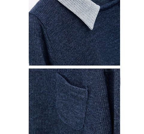 レディース　ニットシャツ　ブラウス　レイヤード　長袖　大人カジュアル　フェミニン　かわいい　人気　お出かけ　デート　リゾート　ビジネス　仕事　グレー　ネイビー　送料無料