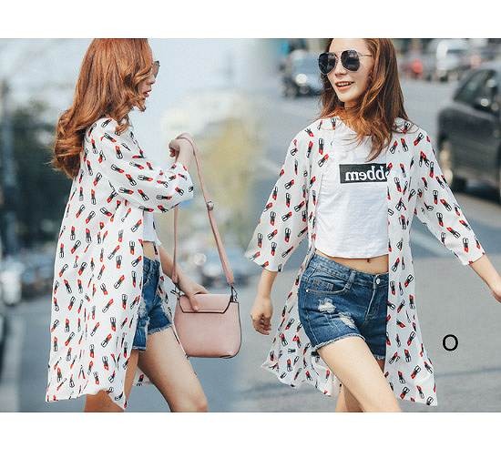 レディース　シフォンシャツ　ショール　七分袖　ロング丈　日焼け止め　大人カジュアル　フェミニン　かわいい　人気　お出かけ　デート　リゾート　全１７種類　送料無料