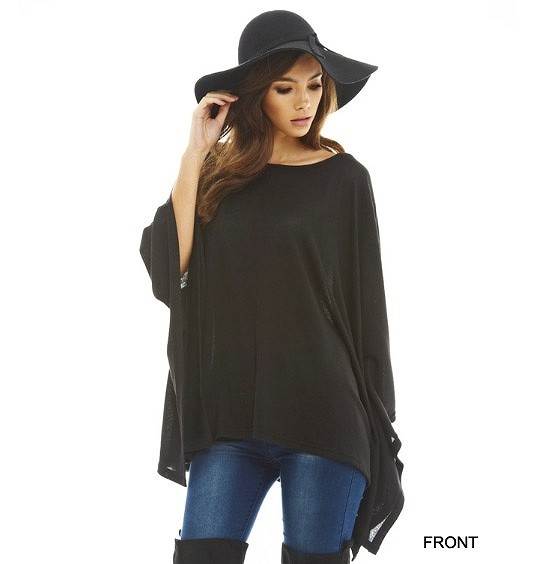 レディース　ルーズ　パットシャツ　七分袖　ラウンドネック　ロング丈　大人カジュアル　フェミニン　かわいい　人気　お出かけ　デート　リゾート　ブラック　送料無料