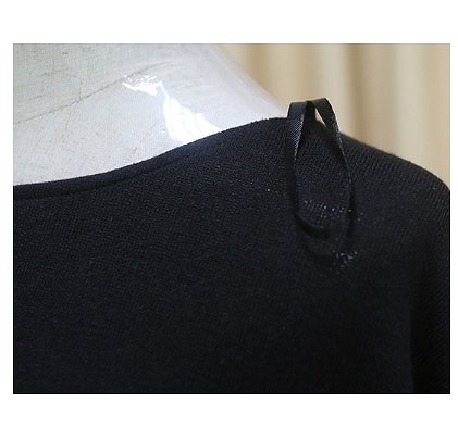 レディース　ルーズ　パットシャツ　七分袖　ラウンドネック　ロング丈　大人カジュアル　フェミニン　かわいい　人気　お出かけ　デート　リゾート　ブラック　送料無料