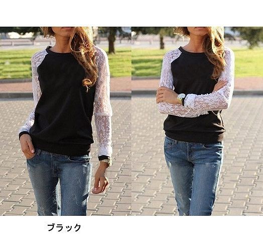 レディース　セーター　ラウンドネック　長袖　レース袖　大人カジュアル　フェミニン　かわいい　人気　お出かけ　デート　リゾート　グレー　グリーン　レッド　ブルー　ブラック　送料無料