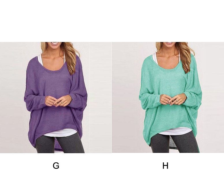 レディース　ルーズセーター　長袖　カットソー　ラウンドネック　大人カジュアル　フェミニン　かわいい　人気　普段着　部屋着　お出かけ　デート　リゾート　全８色　送料無料