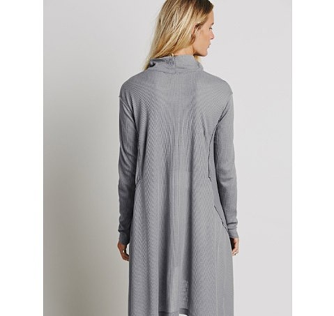 レディース　ロングＴシャツ　長袖　オフタートル　大人カジュアル　フェミニン　かわいい　人気　普段着　部屋着　お出かけ　デート　リゾート　グレー　送料無料