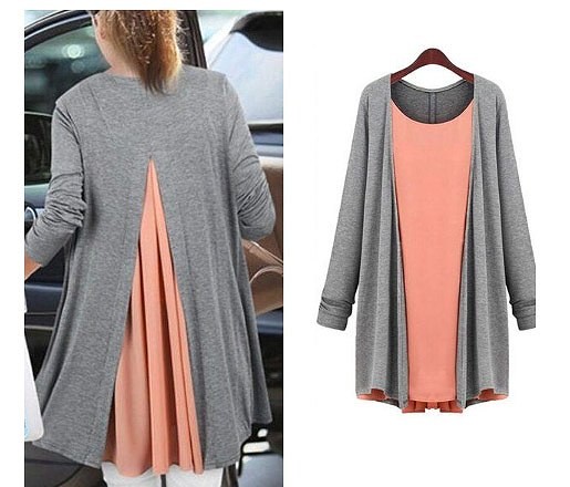 レディース　ドルマン　ロング　カットソー　Tシャツ　チュニック　無地　フリーサイズ　バックスリット　秋冬　ゆったり　長袖　シンプル　ふんわり　大人カジュアル　フェミニン　普段着　お出かけ　おしゃれ　デート　リゾート　グレー　オレンジ　ネイビー　送料無料