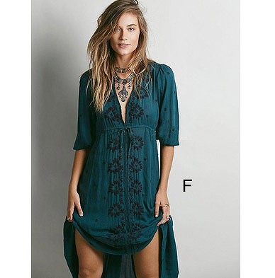 レディース　マキシ丈　ワンピース　刺繍　ロングワンピ　5分袖　フレア　Vネック　ゆったり　春夏　大人カジュアル　大きいサイズ　シンプル　リゾート　デイリー　お出かけ　デート　ブラック　ブルー　ピンク　ブルー　ブラック　グリーン　レッド　ホワイト　送料無料