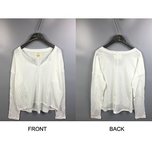 レディース　トップス　スリットネック　Tシャツ　カットソー　無地　長袖　シンプル　カジュアル　フリーサイズ　大人可愛い　デート　お出かけ　デイリー　普段着　ホワイト　グレー　ブルー　オレンジ　ブラック　送料無料