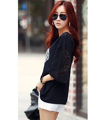 レディース　トップス　ゆったり　Tシャツ　カットソー　プリント　ラウンドネック　7分袖　シンプル　カジュアル　大きいサイズ　大人可愛い　デート　お出かけ　デイリー　普段着　ブラック　ホワイト　送料無料