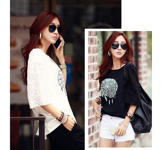 レディース　トップス　ゆったり　Tシャツ　カットソー　プリント　ラウンドネック　7分袖　シンプル　カジュアル　大きいサイズ　大人可愛い　デート　お出かけ　デイリー　普段着　ブラック　ホワイト　送料無料