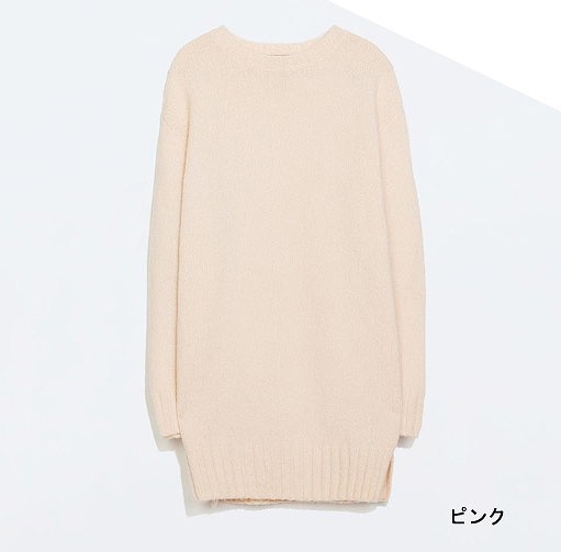 レディース　トップス　サイドスリット　ロング　セーター　カットソー　ニット　ラウンドネック　長袖　無地　秋冬　シンプル　大人カジュアル　きれいめ　普段着　オフィス　仕事　おしゃれ　デート　リゾート　ピンク　ホワイト　グレー　送料無料