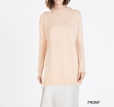 レディース　トップス　サイドスリット　ロング　セーター　カットソー　ニット　ラウンドネック　長袖　無地　秋冬　シンプル　大人カジュアル　きれいめ　普段着　オフィス　仕事　おしゃれ　デート　リゾート　ピンク　ホワイト　グレー　送料無料