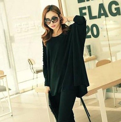 レディース　トップス　ロング　カットソー　チュニック　ラウンドネック　ショルダーレース　長袖　無地　シンプル　体型カバー　フリーサイズ　ゆったり　大人カジュアル　フェミニン　ラフスタイル　普段着　おしゃれ　デート　リゾート　ブラック　送料無料