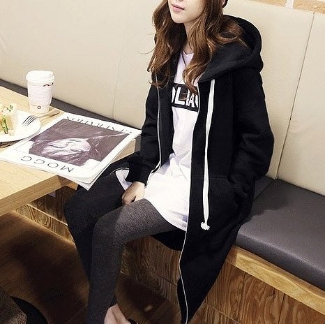 レディース　アウター　大きめフード付き　ロングパーカー　カーディガン　無地　長袖　裏起毛　ジップアップ　フリーサイズ　秋冬　シンプル　ゆったり　大人カジュアル　フェミニン　普段着　おしゃれ　デート　リゾート　ブルー　ブラック　送料無料