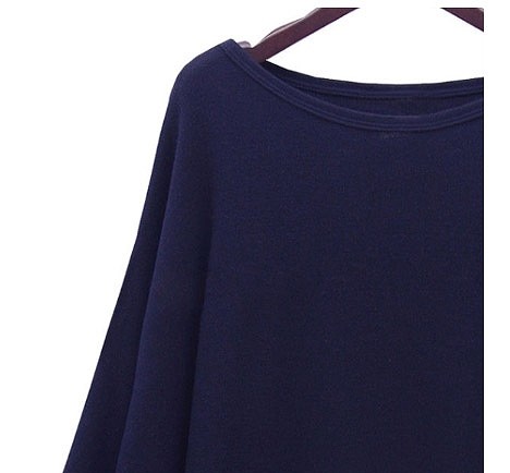 レディース　トップス　Tシャツ　カットソー　ドルマン　ラウンドネック　長袖　シンプル　フリーサイズ　ゆったり　大人カジュアル　フェミニン　エレガント　普段着　おしゃれ　デート　リゾート　ネイビー　ブラック　送料無料