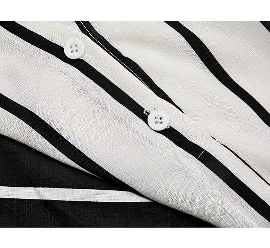 レディース　トップス　シャツ　ブラウス　ストライプ　裾バルーン　シンプル　ふんわり　大きいサイズ　大人カジュアル　長袖　上品　フェミニン　普段着　おしゃれ　デート　リゾート　ホワイト　ブラック　送料無料