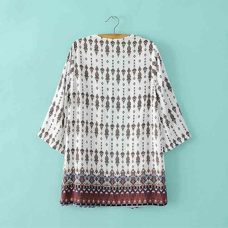 レディース　シャツ　七分袖　ブラウス　カーディガンショール　大人カジュアル　フェミニン　かわいい　人気　普段着　部屋着　お出かけ　デート　ホワイト　送料無料