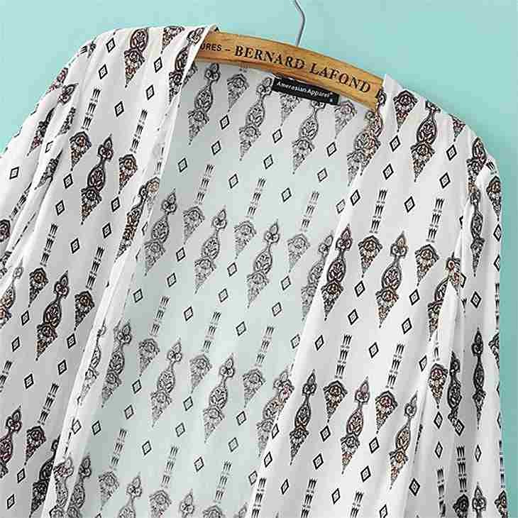 レディース　シャツ　七分袖　ブラウス　カーディガンショール　大人カジュアル　フェミニン　かわいい　人気　普段着　部屋着　お出かけ　デート　ホワイト　送料無料