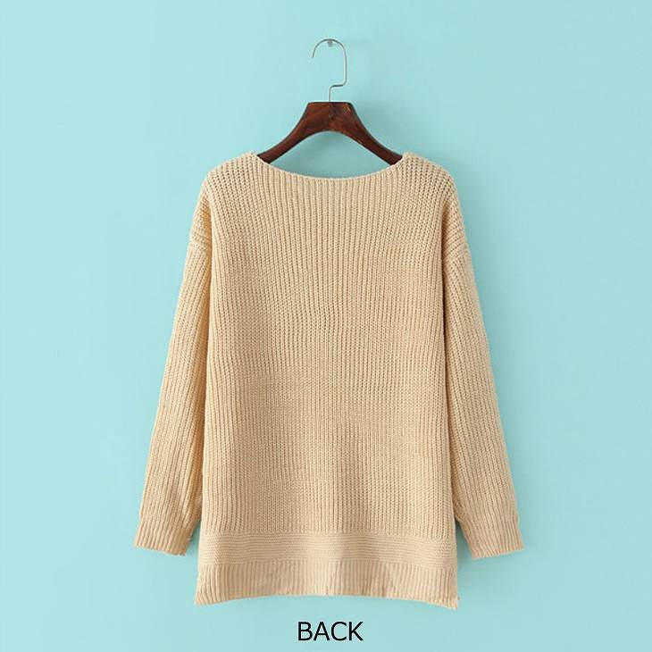 レディース　プルオーバー　ニット　長袖　ラウンドネック　大人カジュアル　フェミニン　かわいい　人気　普段着　部屋着　お出かけ　デート　アプリコット　送料無料