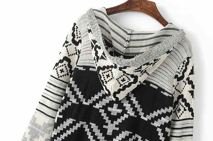 レディース　ニットセーター　長袖　フード付き　ロング丈　大人カジュアル　フェミニン　かわいい　人気　普段着　部屋着　お出かけ　デート　グレー　送料無料