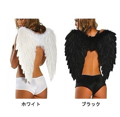 レディース　ハロウィン　コスチューム　天使　堕天使　ダークエンジェル　小悪魔　悪魔　翼　セクシー　フリーサイズ　本格派　リアルデザイン　公演　演劇　お化け　ハロウィン　コスプレ　衣装　イベント　パーティ　仮装　ホワイト　ブラック　送料無料