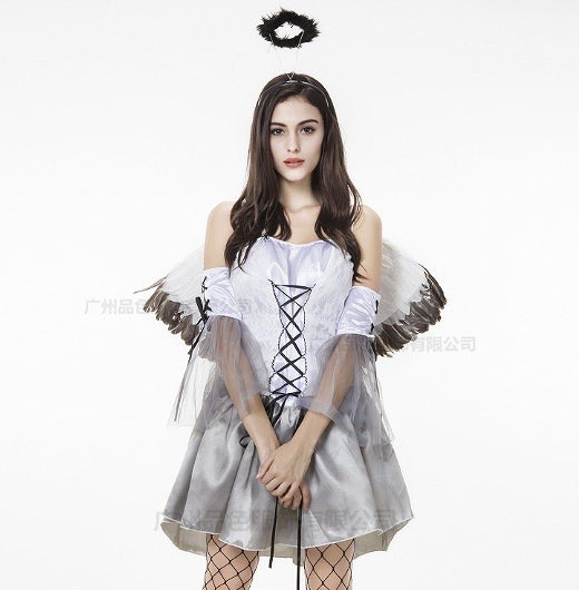レディース　ハロウィン　コスチューム　天使　エンジェル　フリーサイズ　本格派　リアルデザイン　公演　演劇　お化け　ハロウィン　コスプレ　衣装　イベント　パーティ　仮装　ホワイト　送料無料