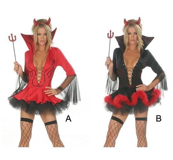 レディース　ハロウィン　コスチューム　小悪魔　悪魔　魔女　デビル　デーモン　セクシー　フリーサイズ　本格派　リアルデザイン　公演　演劇　お化け　ハロウィン　コスプレ　衣装　イベント　パーティ　仮装　レッド　ブラック　送料無料