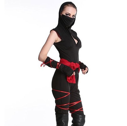 レディース　メンズ　ハロウィン　コスチューム　忍者　NINJA　くノ一　女忍者　戦士　本格派　リアルデザイン　公演　演劇　お化け　ハロウィン　コスプレ　衣装　イベント　パーティ　仮装　ブラック　レッド　送料無料
