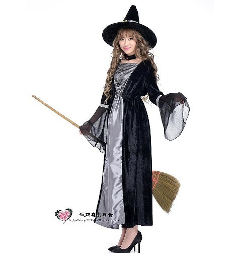 レディース　ハロウィン　コスチューム　魔女　魔法使い　ローブ　可愛い　キュート　フリーサイズ　本格派　リアルデザイン　公演　演劇　お化け　ハロウィン　コスプレ　衣装　イベント　パーティ　仮装　ブラック　送料無料