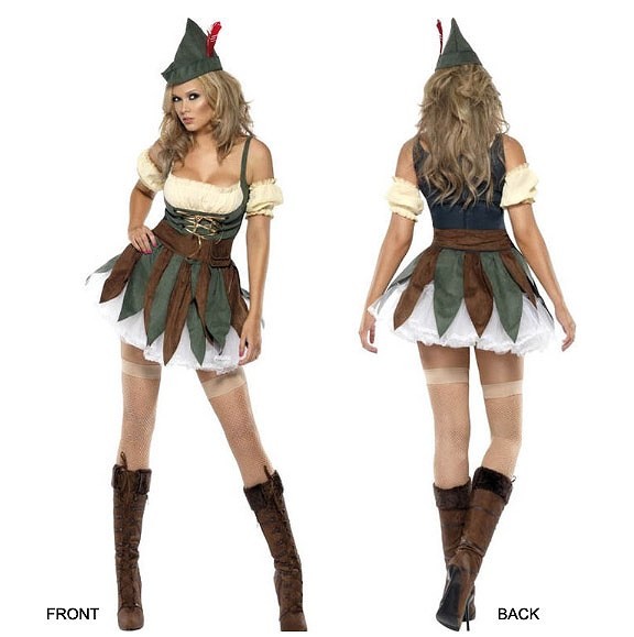 レディース　ハロウィン　コスチューム　ロビン・フッド　中世イングランド　英雄　ヒーロー　映画　フリーサイズ　本格派　リアルデザイン　公演　演劇　お化け　ハロウィン　コスプレ　衣装　イベント　パーティ　仮装　グリーン　送料無料