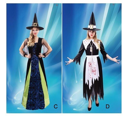 レディース　ハロウィン　コスチューム　魔女　魔法使い　魔術師　ウィザード　フリーサイズ　本格派　リアルデザイン　公演　演劇　お化け　ハロウィン　コスプレ　衣装　イベント　パーティ　仮装　ブラック　ホワイト　送料無料