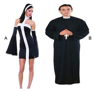 レディース　メンズ　ハロウィン　コスチューム　修道女　修道士　シスター　聖女　牧師　宣教師　神父　フリーサイズ　本格派　リアルデザイン　公演　演劇　お化け　ハロウィン　コスプレ　衣装　イベント　パーティ　仮装　ブラック　送料無料