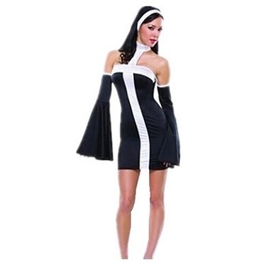 レディース　メンズ　ハロウィン　コスチューム　修道女　修道士　シスター　聖女　牧師　宣教師　神父　フリーサイズ　本格派　リアルデザイン　公演　演劇　お化け　ハロウィン　コスプレ　衣装　イベント　パーティ　仮装　ブラック　送料無料