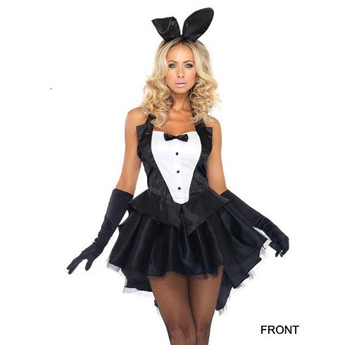 レディース　ハロウィン　コスチューム　バニーガール　黒うさぎ　ウサギ　黒バニー　魔女　うさ耳　メイド服　フリーサイズ　本格派　リアルデザイン　公演　演劇　お化け　ハロウィン　コスプレ　衣装　イベント　パーティ　仮装　ブラック　ホワイト　送料無料