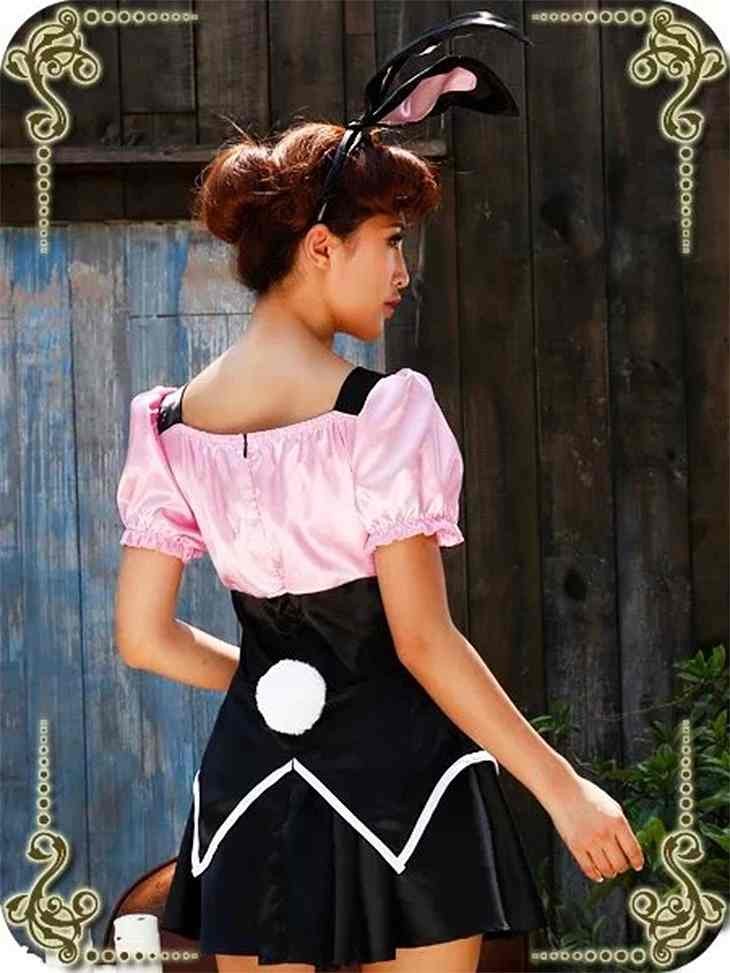 レディース　コスチューム　セクシー　バニー　ウサギ　ドレス　フリーサイズ　公演　演劇　ハロウィン　コスプレ　衣装　イベント　パーティ　仮装　ピンク　送料無料