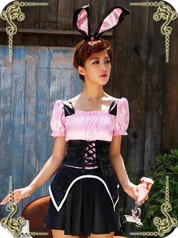 レディース　コスチューム　セクシー　バニー　ウサギ　ドレス　フリーサイズ　公演　演劇　ハロウィン　コスプレ　衣装　イベント　パーティ　仮装　ピンク　送料無料
