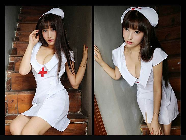 レディース　コスチューム　ナース　セクシー　ワンピース　フリーサイズ　公演　演劇　コスプレ　衣装　イベント　ハロウィン　パーティ　仮装　ホワイト　送料無料